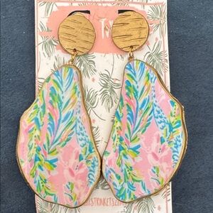 Gold and Pink Patterned Earrings